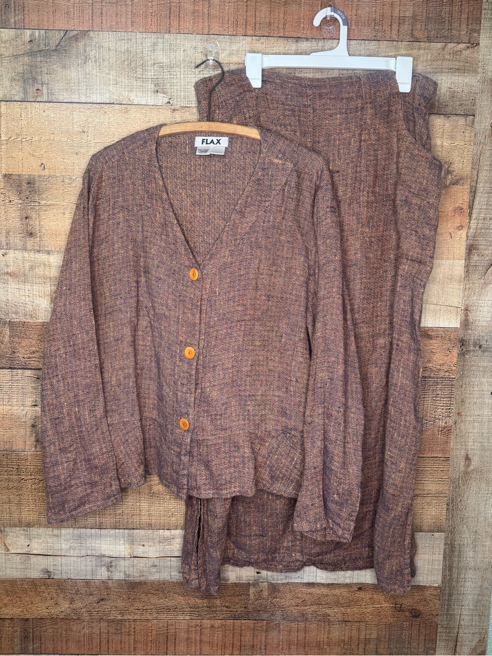 FLAX by Jeanne Engelhart 2pc Womens Skirt Suit Jacket Size Large Business Casual